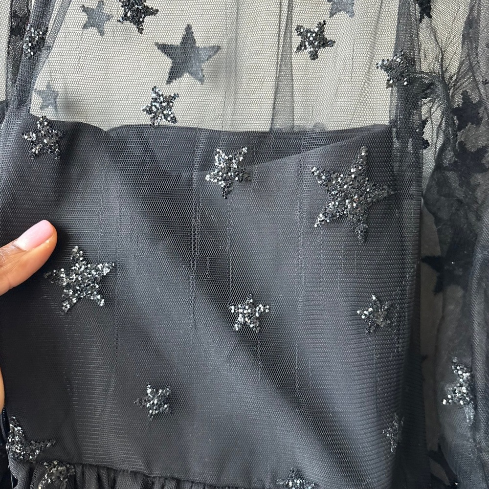 Lirika Matoshi Dress Tulle Mini Glitter Star Long Sleeve Mini Dress Size XL - Picture 9 of 9